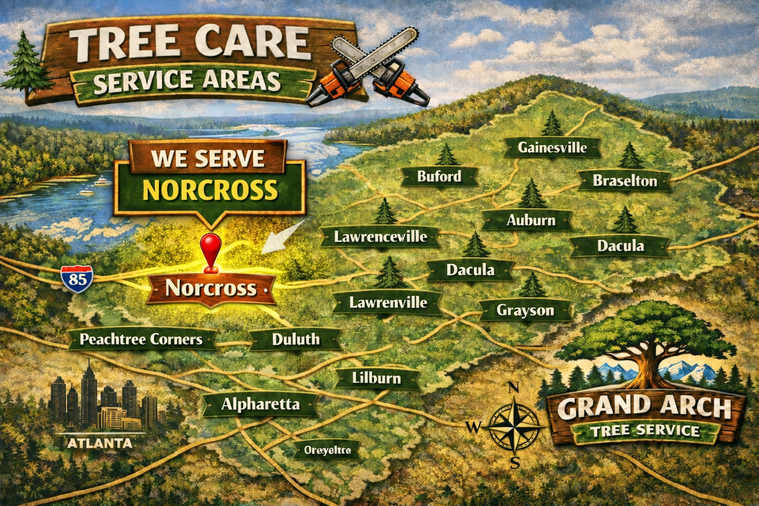 Norcross service area map illustration