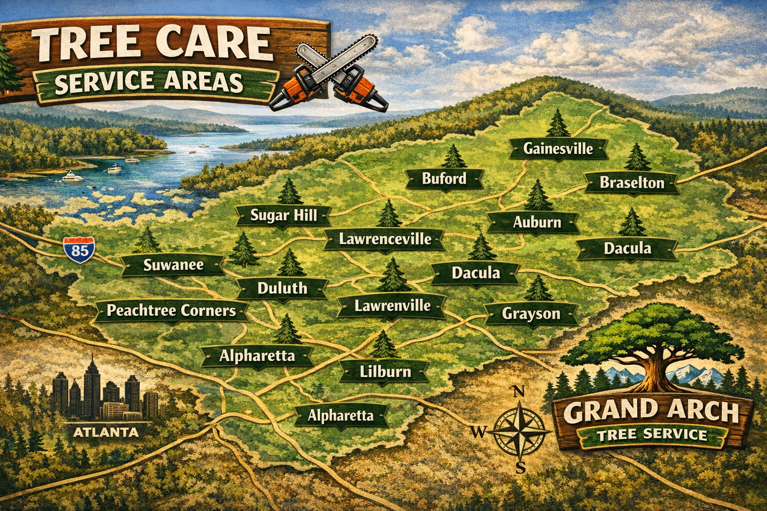Tree care service areas map