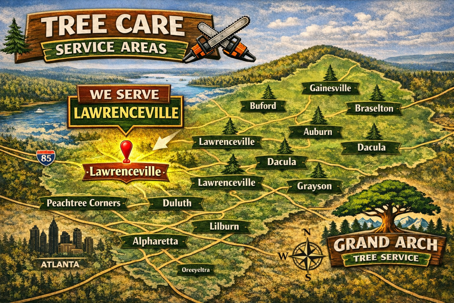 Tree care services in Lawrenceville map